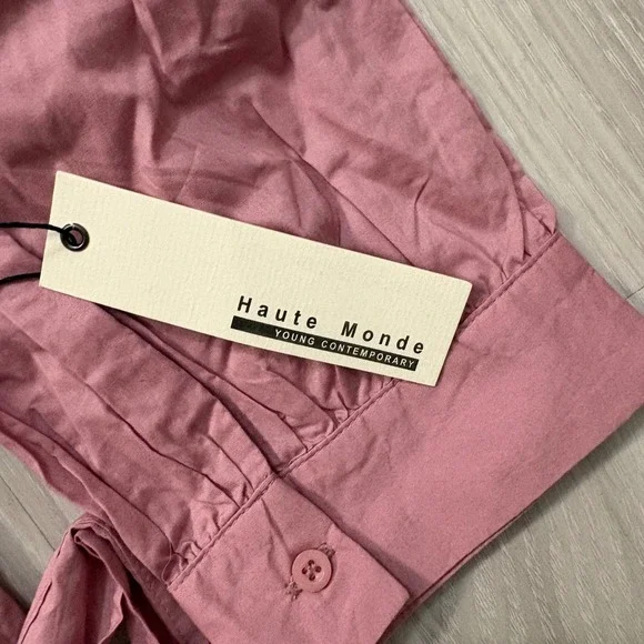 Haute Monde Women Blouse Top Pink Wrap Tie Long Sleeve Made in Vietnam Size 2XL - Picture 10 of 15